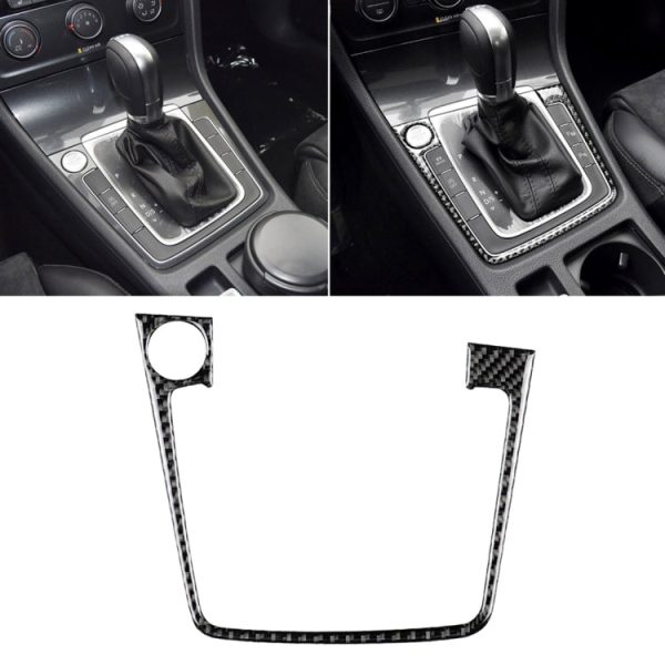 Car Carbon Fiber Gear Position Panel Frame Decorative Sticker for Volkswagen Golf 7 2013-2017, with Hole and Start and Stop, Left Drive on Sale