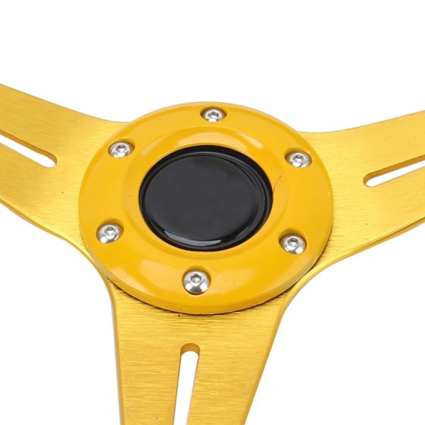 35cm PU Racing Sport Hand Wheel Car Modified Steering Wheel(Gold) Online