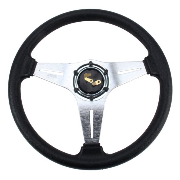 35cm PU Racing Sport Hand Wheel Car Modified Steering Wheel(Silver) on Sale