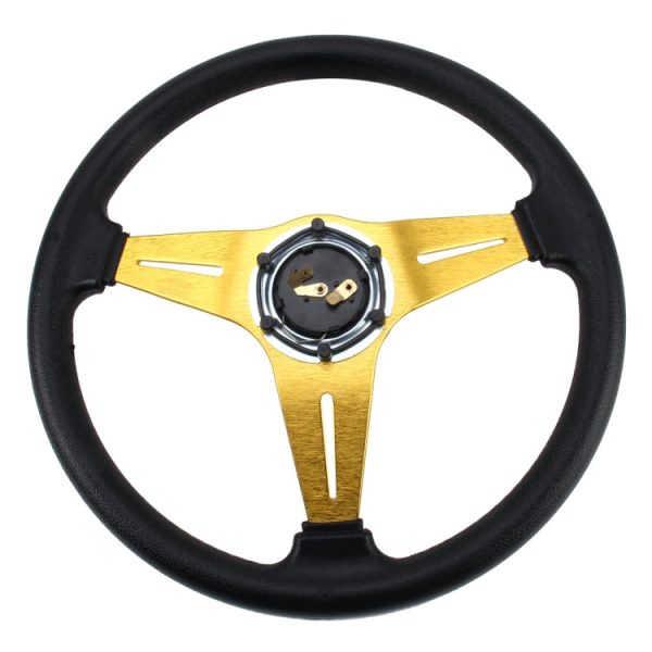 35cm PU Racing Sport Hand Wheel Car Modified Steering Wheel(Gold) Online