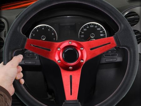 35cm PU Racing Sport Hand Wheel Car Modified Steering Wheel(Red) Online now